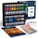 Acrylic Paint Set - Art Painting Supplies Kit For Kids & Adults With 24X22Ml Acrylic Paints, 8 Brushes, 1 Painting Pad & Palette - Idea Gift Painting Kit For Student