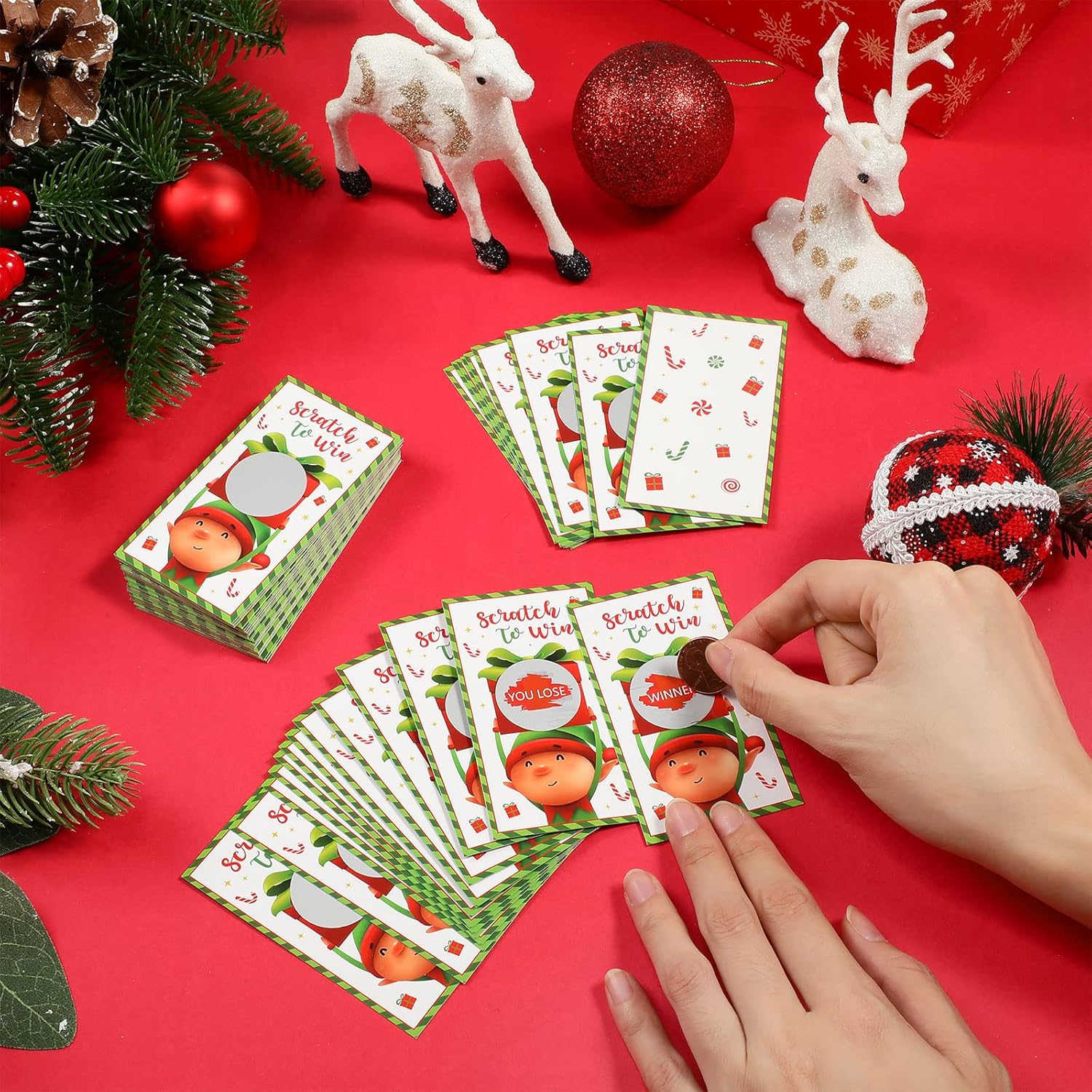 60Pcs Christmas Scratch Off Cards Elf Christmas Game Elf Xmas Scratch Off Game Cards For Winter Holiday Party Games Teacher Reward Blank Gift Certificates Supplies