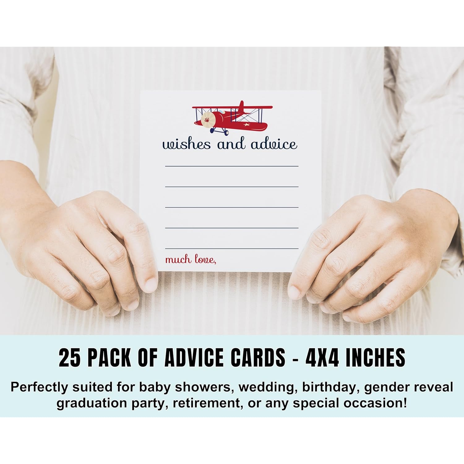 Airplane Advice Cards (25 Pack) Fun Baby Shower Game - Best Wishes For New Parents - Unique Guest Book Alternative For Graduations, Birthdays & Time Capsules - 4X4 Size Cards