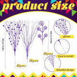 36 Pcs Mardi Gras Decoration 15.8 Inch Mardi Gras Tree Picks Artificial Glitter Purple Green Gold Berry Stems Ornaments For Carnival Party Home Decoration