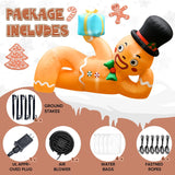 10 Ft Christmas Inflatables Gingerbread Man, Christmas Blow Up Yard Decorations With Built-In Leds, Lying Gingerbread In