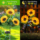 3 Pack Solar Sunflower Garden Lights Waterproof Auto On Off Outdoor Patio Backyard Decor