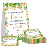 Dinosaur Baby Shower Game, Guess How Many Candies Are In The Jar, Pack Of 1 Sign And 50 Guessing Cards, Baby Shower Decoration, Gender Neutral - 12