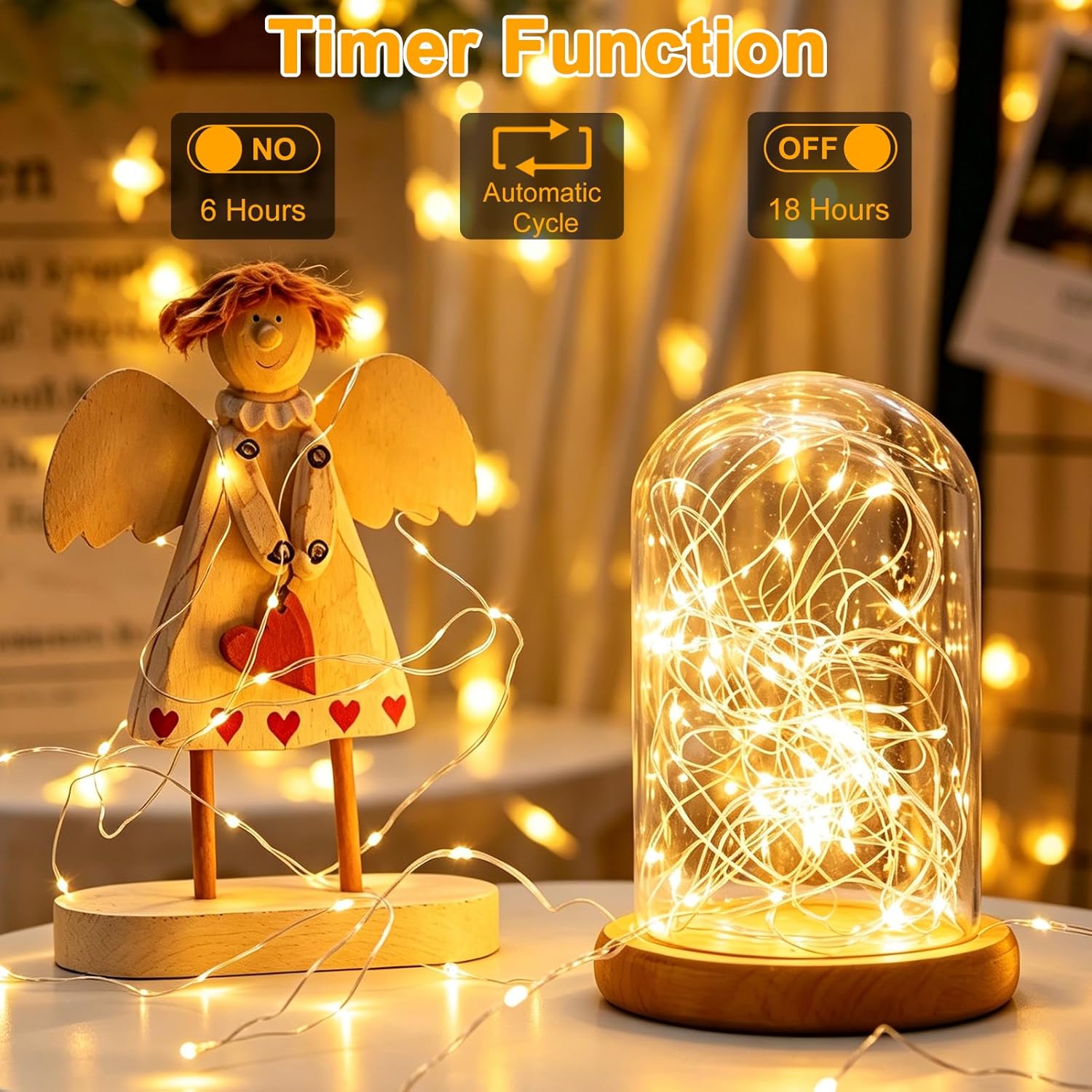 2 Pack 33FT 100 LED Plug In Fairy String Lights Warm White IP68 Waterproof Twinkle Lights with Remote for Bedroom Garden Christmas Decor