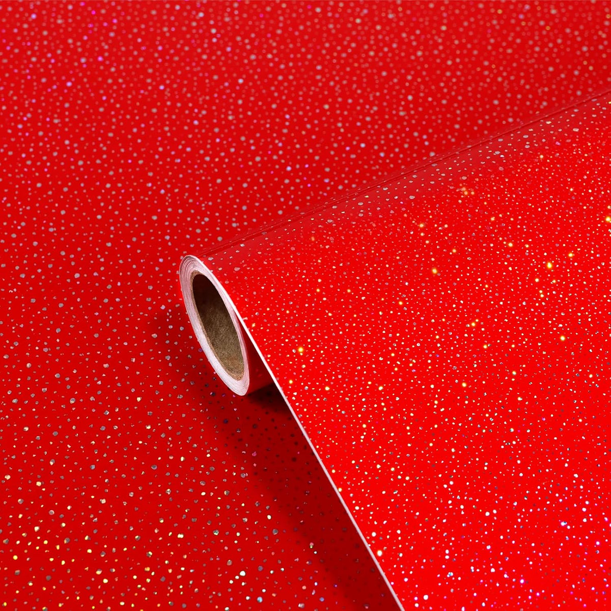 Holographic Glitter Red Contact Paper - 15.7”X78” Sparkle Peel And Stick Wallpaper, Self-Adhesive Waterproof Vinyl Film For Kitchen Countertops, Cabinets, Furniture, Removable & Easy To Clean