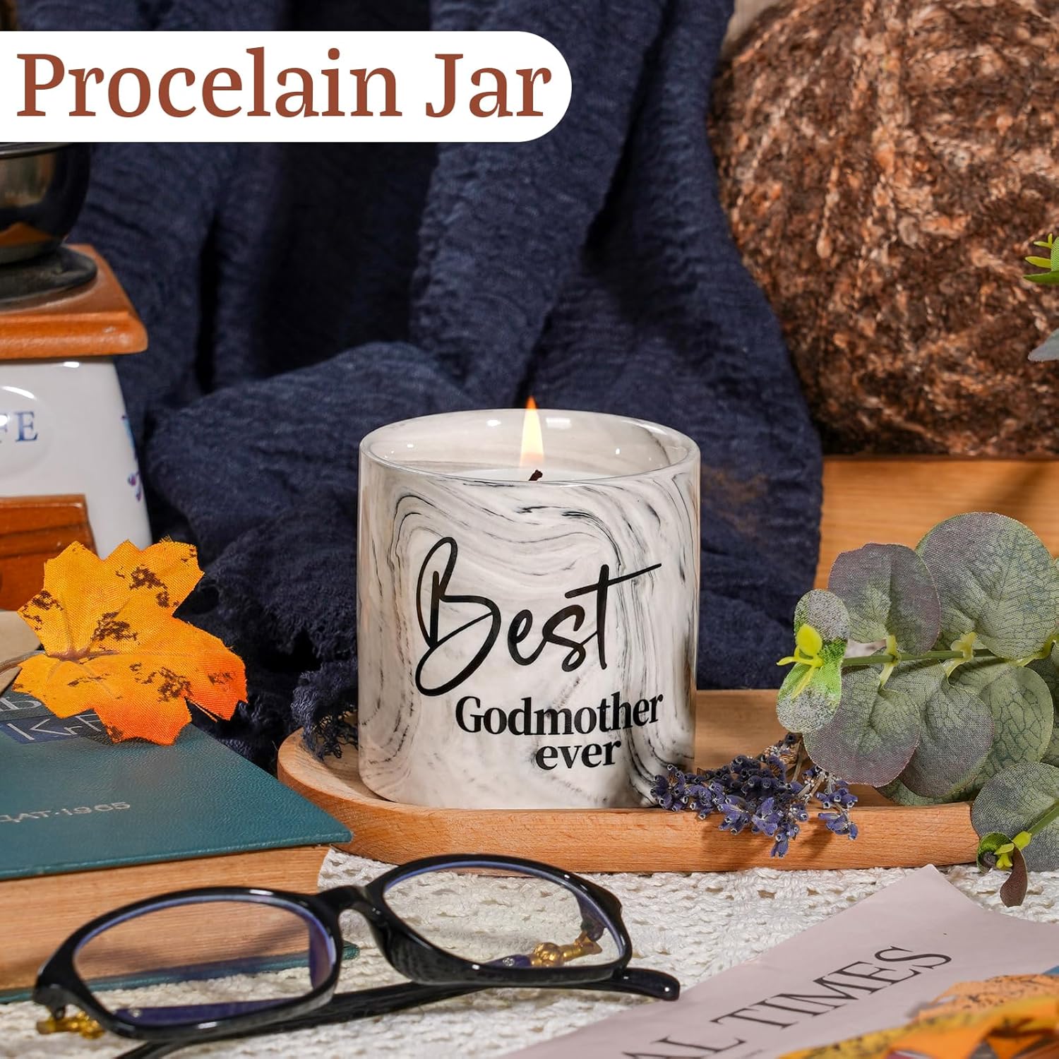 Godmother Gift - God Mother Gifts From Godchild, Godmother Proposal Present, God Mother Mothers Day Christmas Gift From Goddaughter, Best Godmother Ever 6 Oz Lavender Scented Candles Decoration