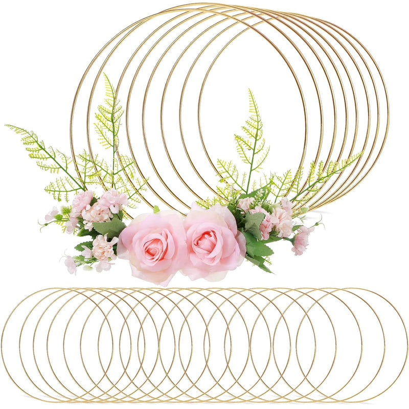 24 Pcs Metal Floral Hoop Macrame Gold Rings Metal Hoops Bulk For Crafts Metal