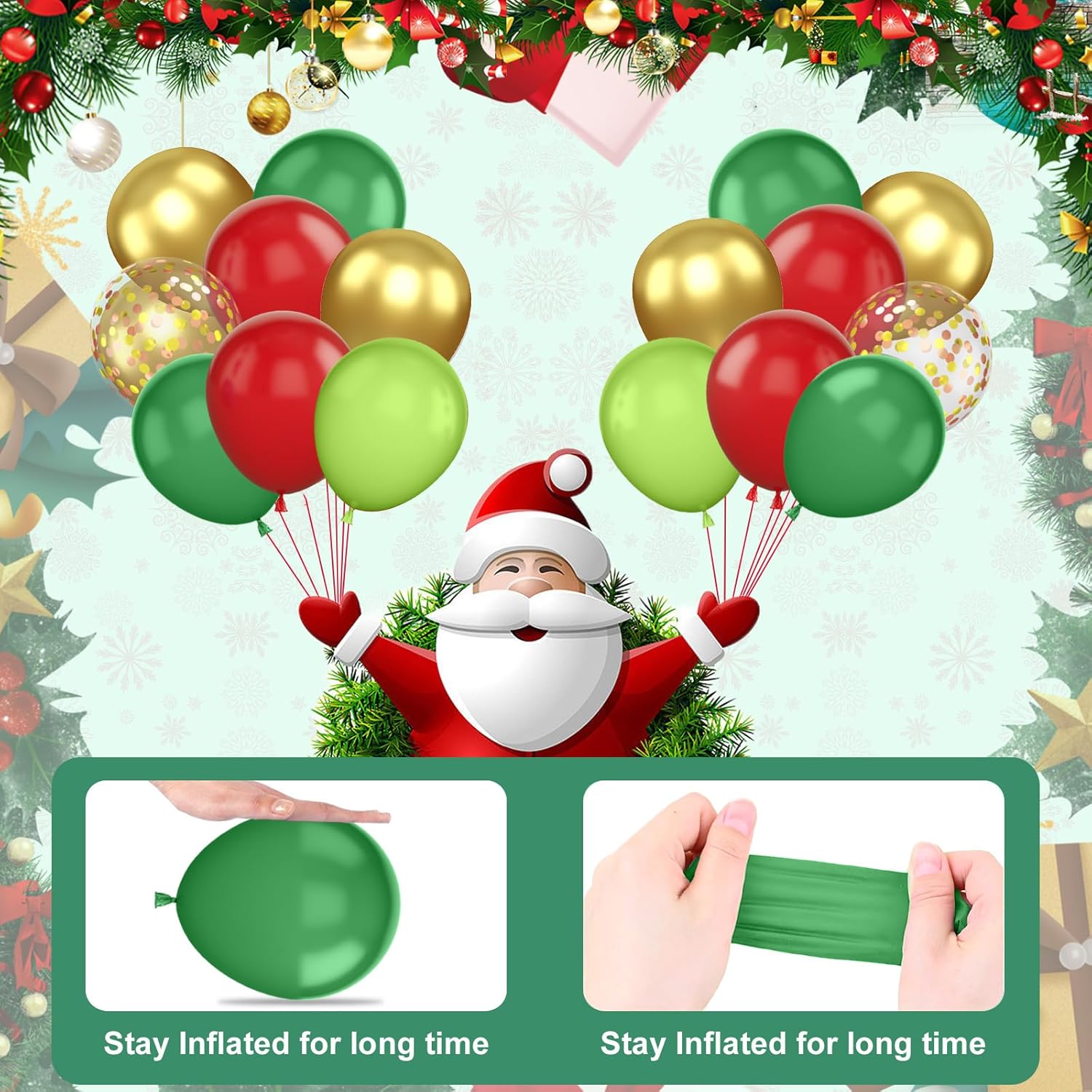 Christmas Balloon Garland Kit, Red Green Christmas Balloon Arch Kit With Metallic Gold Balloons Star Candy Cane Christmas Foil Balloon For Christmas Party Decorations New Year Party Supplies