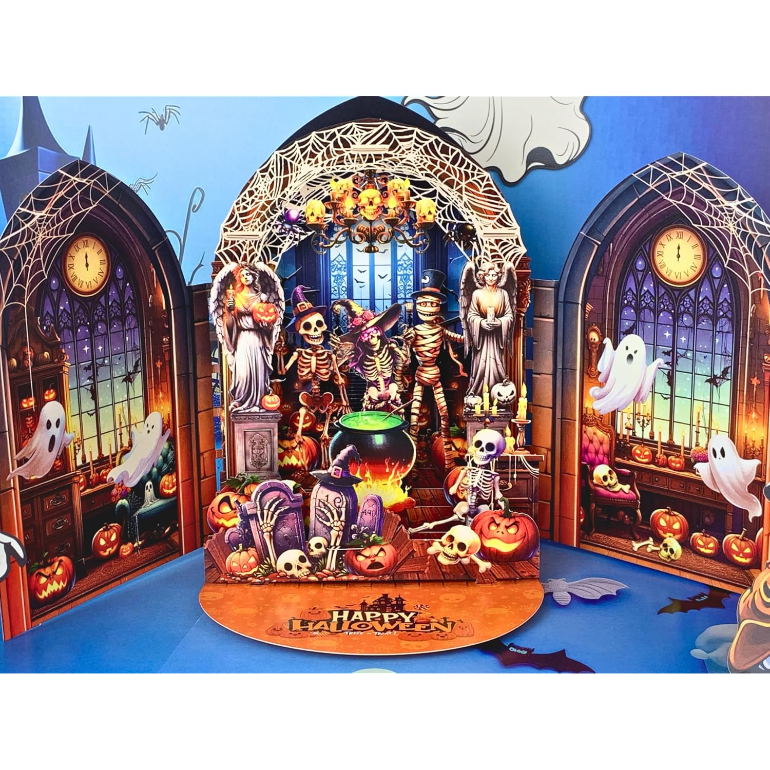 Halloween Pop Up Cards, Haunted House 3D Greeting Halloween Card, Witch Card For Kids, Adults, Funny Ghosts And Pumpkins Gifts Card, Halloween Birthday Card