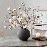 3Pcs Artificial Magnolia Flowers Stems For Spring Decoration, Faux Champagne Magnolia Branches With Buds, 34.5" Long Stems Floral Arrangement For Vase Pot Table Centerpiece Indoor Decor