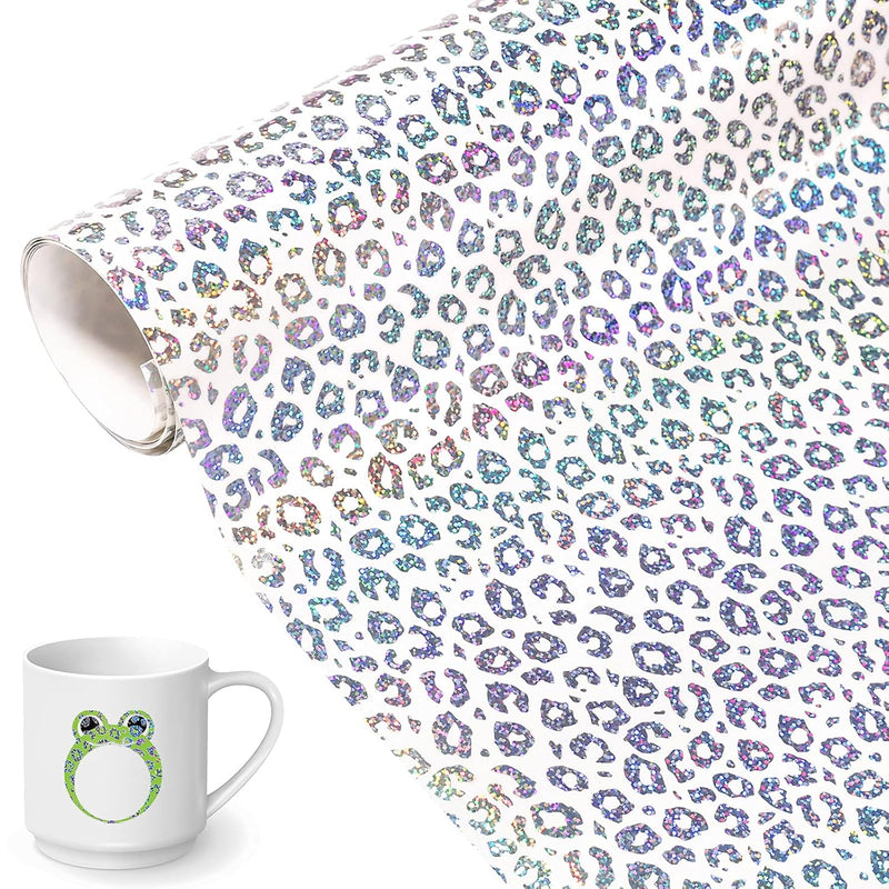 Holographic Clear Leopard Pattern Permanent Adhesive Vinyl Roll 12"X6F