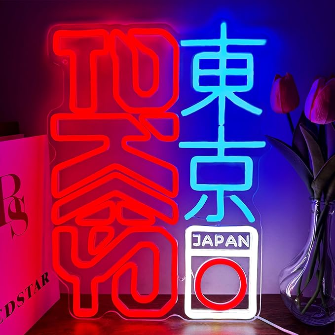 Tokyo Neon Sign Japanese Kanji LED Wall Light Dimmable Room Decor Bar Pub Bedroom