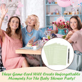 Baby Shower Games Set, Green Theme Baby Shower Game Cards, 50 Double-Sided Cards For 25 Guests, 4 Games - Find, Predictions, Trivia, Feud, Gender Reveal Party Supplies, Party Decor Ideas -03