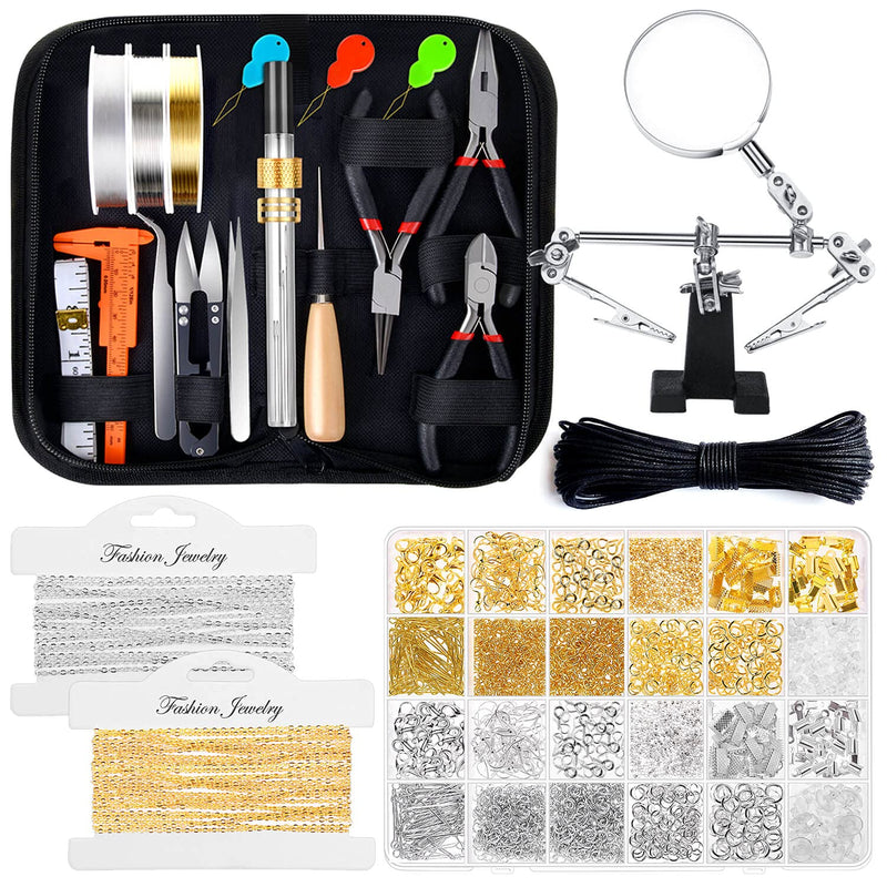 Jewelry Making Supplies Kits For Adults With Jewelry Making Tools, Earring Charms, Wires, Findings And Helping Hands For Jewelry Making And Repair