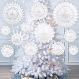 12 Pcs White Paper Snowflake Decorations Frozen Birthday Party Supplies Winter Wonderland Party Decorations Christmas Large Snowflake Decorations Hanging Snowflake Decorations