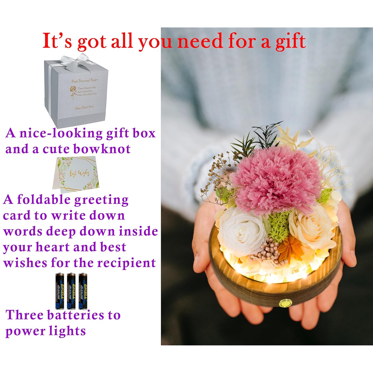 Long-Lasting Real Flowers, Unique Floral Gift For You To Send Love For All Occasions, For Indoor Decoration (Pink Carnation, White & Yellow Roses Arrangement)