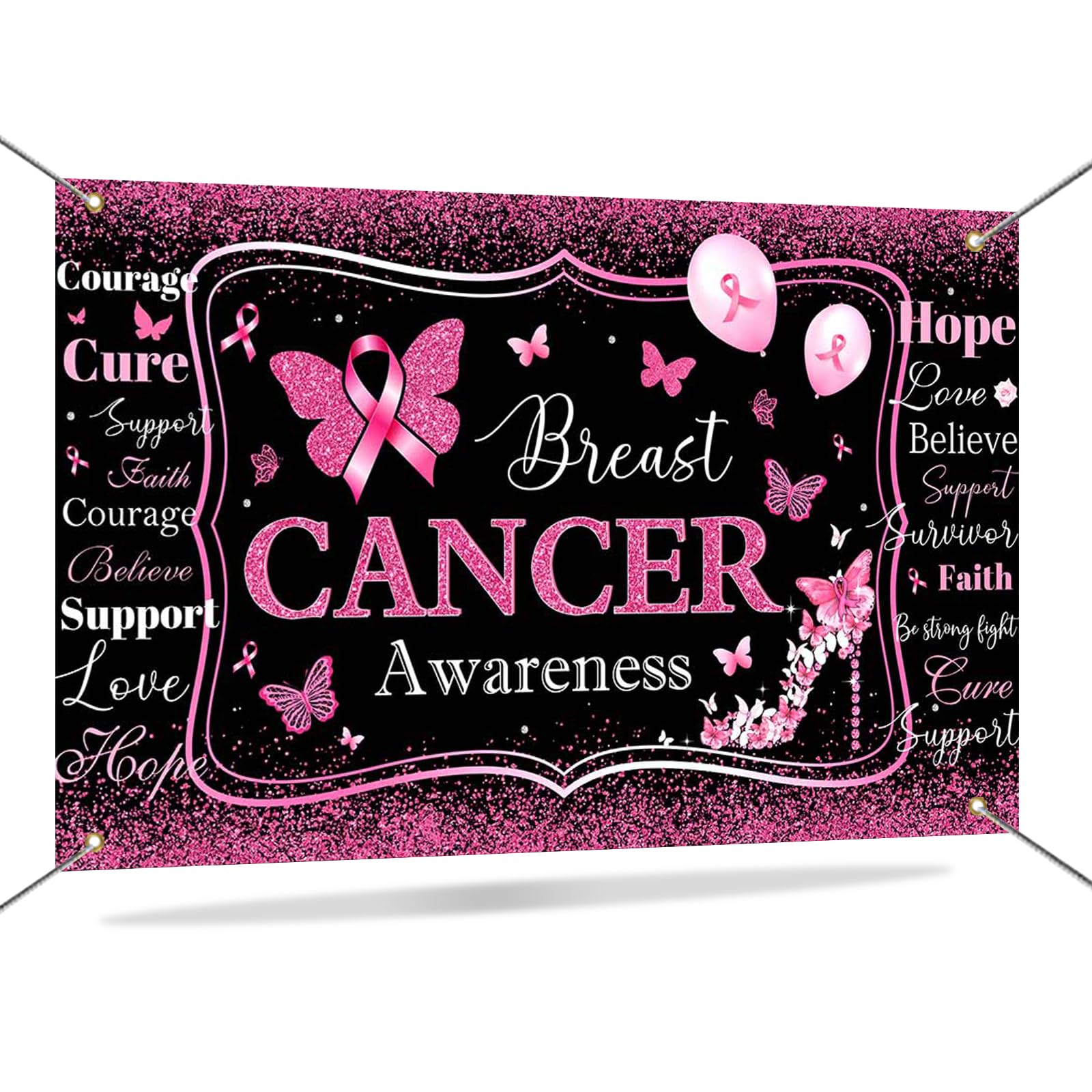Breast Cancer Awareness Banner Backdrop Breast Cancer Decorations 6x3.6ft