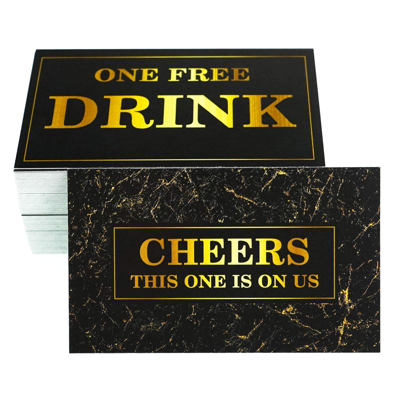 100 Free Drink Tickets For Party Marble Card For Free Drink Coupons Wedding Halloween Work Event Bar Black Gold