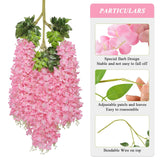 Wisteria Hanging Flowers 24 Pack Fake Flower Garland Artificial Wisteria Vines Rattan Silk Flower String Wedding Party Wall Decorations,Pink