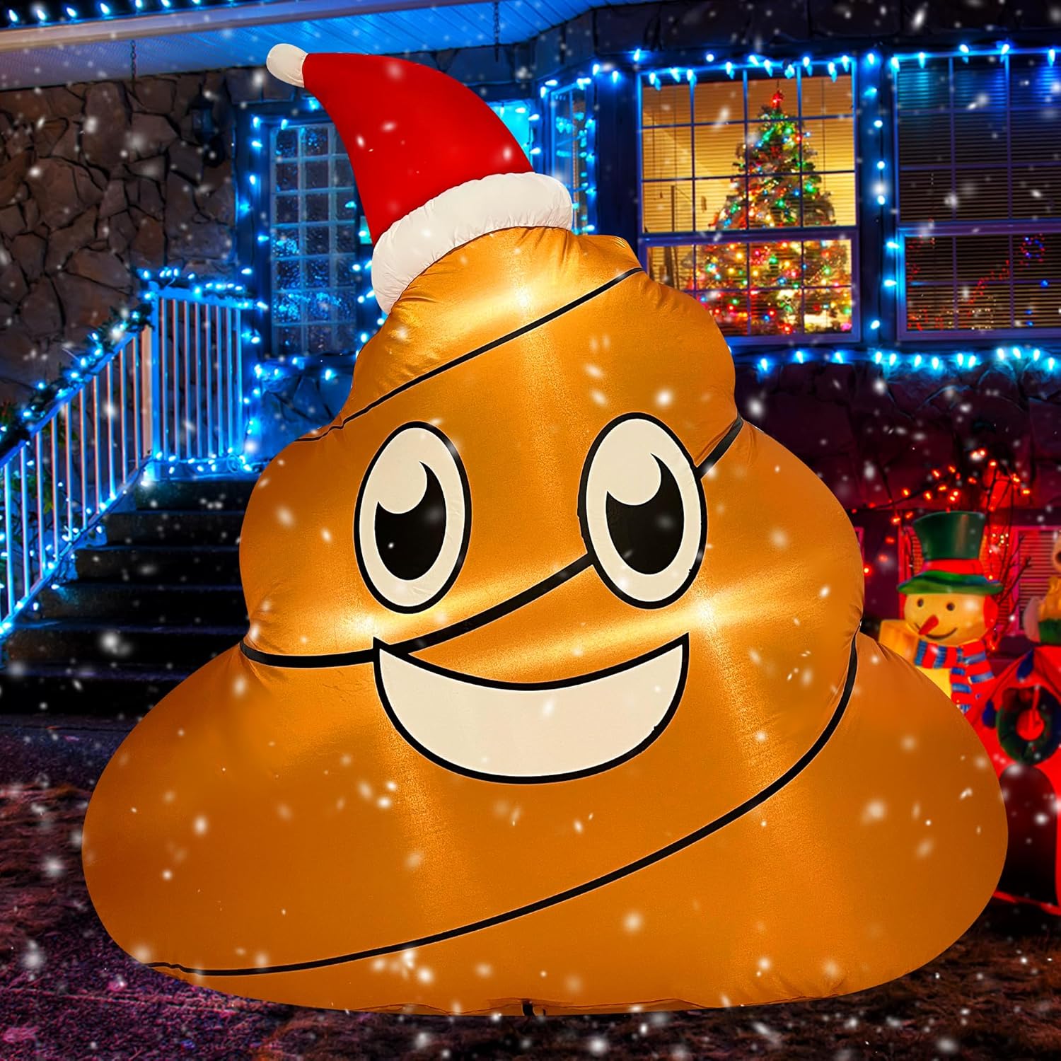 4Ft Inflatable Christmas Poop Decoration Blow Up Built-In Led For Holiday Lawn Yard Garden Home Indoor Outdoor Party