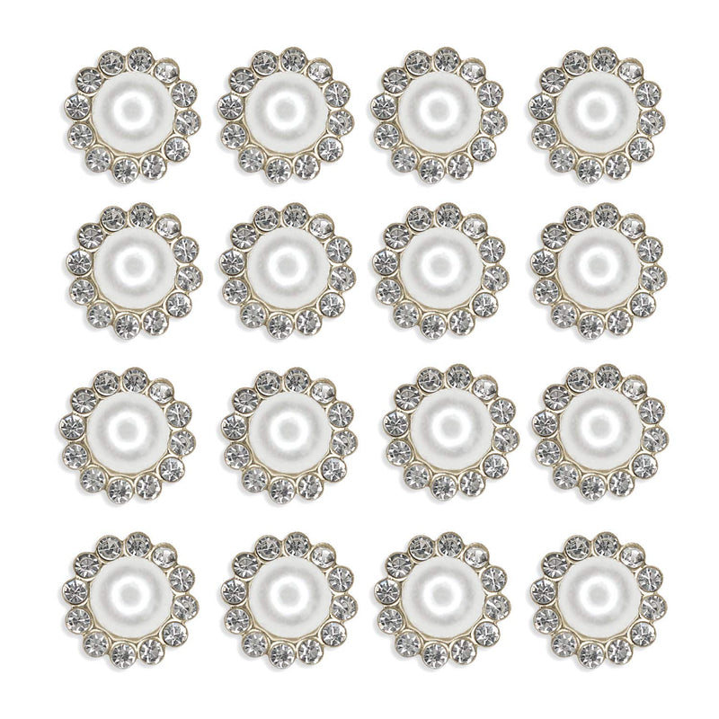 50 Pcs Rhinestone Embellishments Crystal Button Silver Flatback Diy Craft For