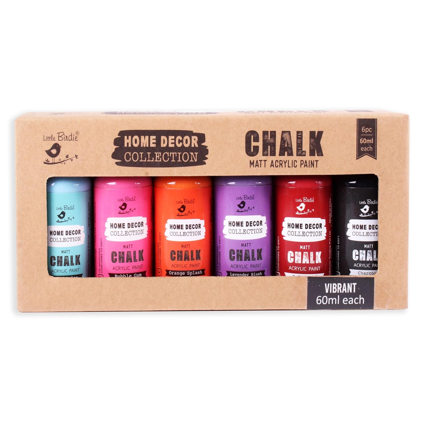 Chalk Paint Set - Matte Acrylic Painting Supplies For Diy Crafts, Furniture, Indoor Outdoor - Multisurface, Non Toxic, 60Ml Bottles, Vibrant