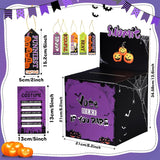 Halloween Costume Contest Ballot Box And 40 Voting Cards, 10 Award Prize Ribbons Fun Decorations, Halloween Party Supplies For Home Indoor Office And Party Games (Purple)
