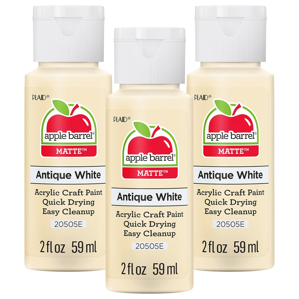 Apple Barrel Acrylic Paint, Antique White (Pack of 3) 2 oz, 20505EA