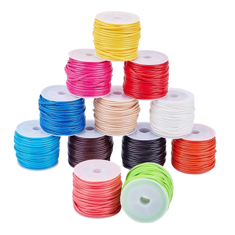 12 Colors 11 Yards/Roll 2Mm Waxed Polyester Cord Waxed Thread Waxed Beading St