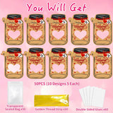 Valentines Day Cards For Kids, 50 Pack Bulk Mason Jar Valentines Day Candy Gift Exchange Cards For Boys Girls Classroom School Party Favors(Candy Not Included)