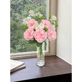 Peonies Artificial Flowers, 9Pcs Mixed Pink Faux Flowers With Peonies & Daisies, Up To 18.5 Inch Long Silk Fake Flowers For Vase Diy Wedding Bouquet Party Centerpieces Arrangement Home Decor
