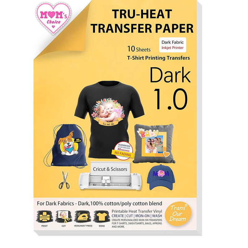 Tru-Iron On Heat Transfer Paper For Dark Fabric (10 Sheets, 8.5X11") T Shirt T