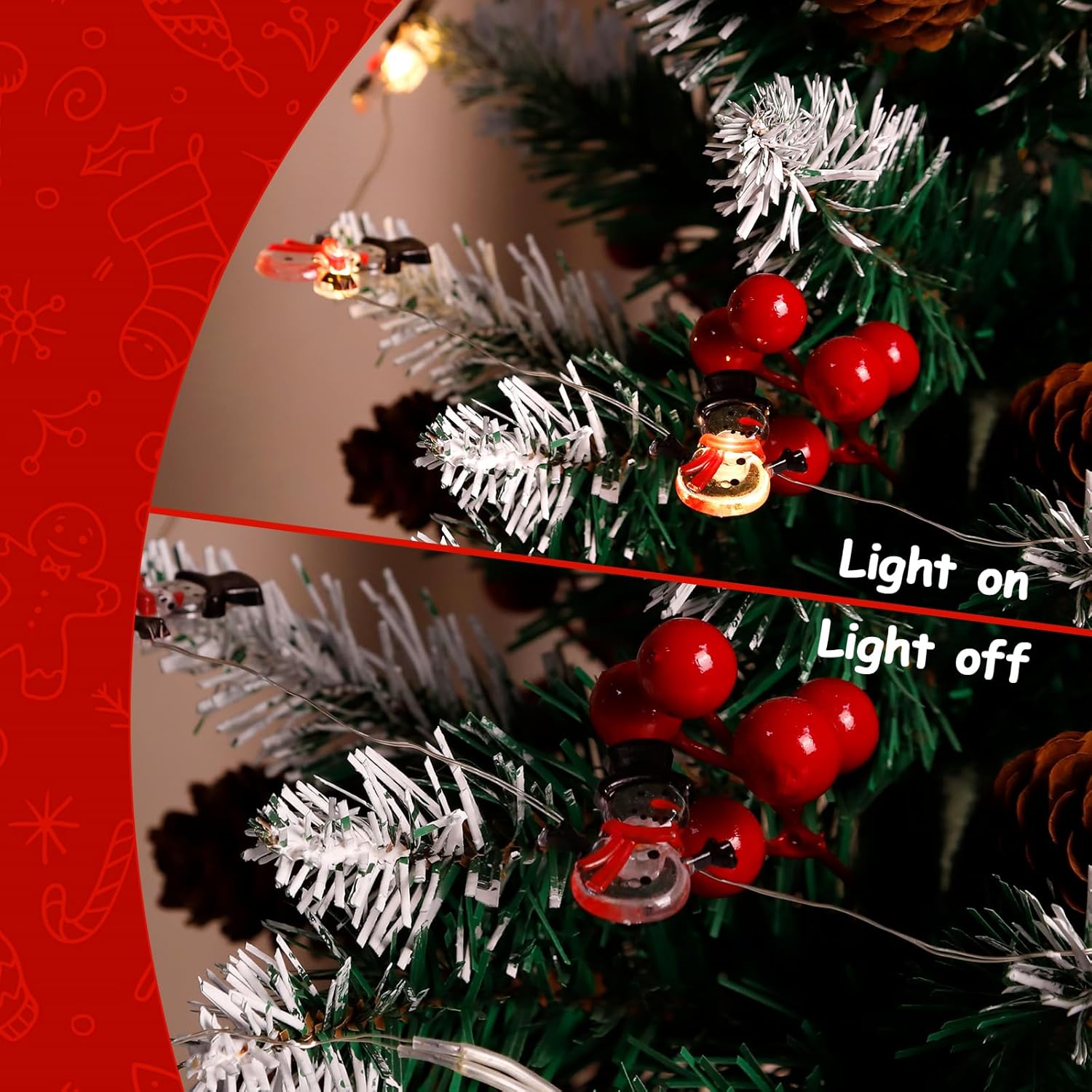 String Lights Christmas Led Lights Cute Snowman Design Decorations Cozy Decor 6.56Ft 20Led For Christmas Tree Winter Par