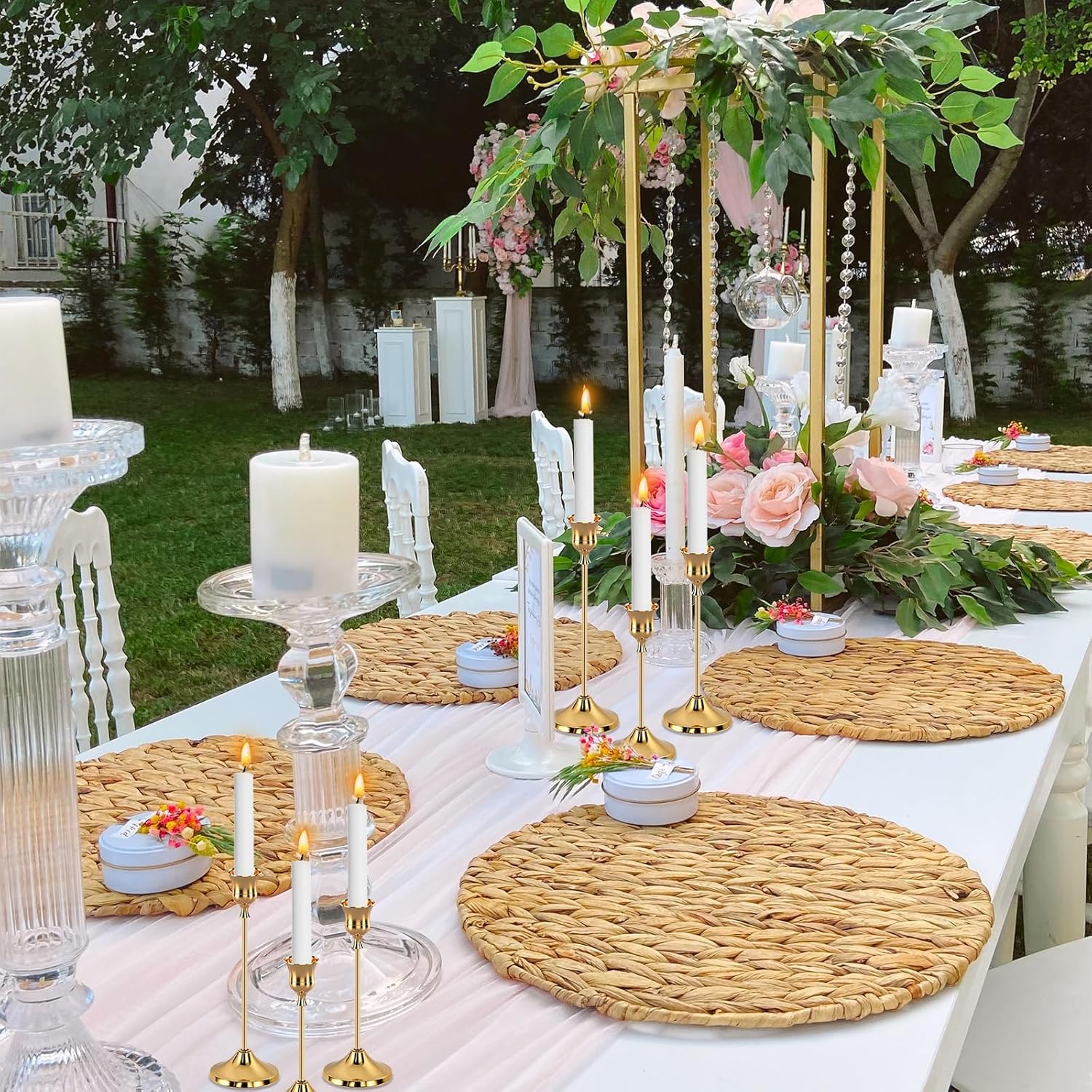 6Pcs Gold Candle Holders, Candlestick Holders Taper Candle Holders For Pillar Candles Sticks Holder Decor Halloween Christmas Decorations Candle Candelabros Para Centros De Mesa (Gold)