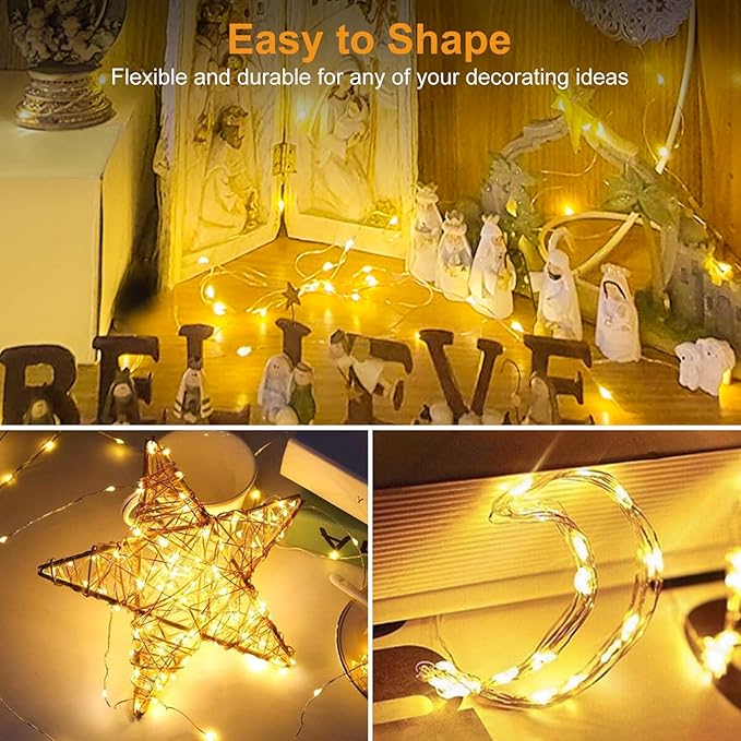 30 Pack Battery Operated Fairy Lights 7FT 20 LED Warm White Mini String Lights 3 Modes Waterproof for Mason Jars Wedding Decor