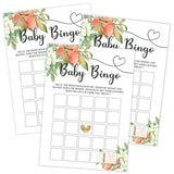 White Floral Peach Baby Bingo Game, Baby Shower Game, Pack Of 30 Game Cards, Gender Neutral Boy Or Girl, Fun Baby Game And Activity - Fa32