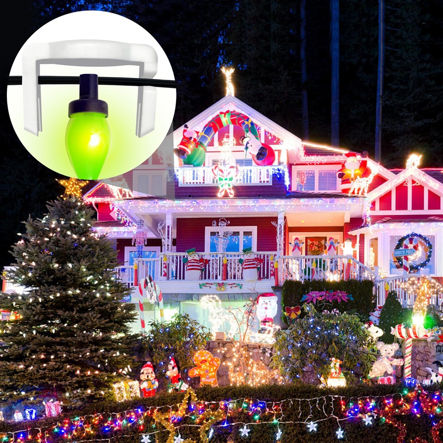 Extra Strong Magnetic Christmas Light Clips- Magnetic Light Clips For C9 Socket- Magnetic Sockets Light Clips Hooks For String Light Outdoor Patio Lighting (60 Pcs, White)