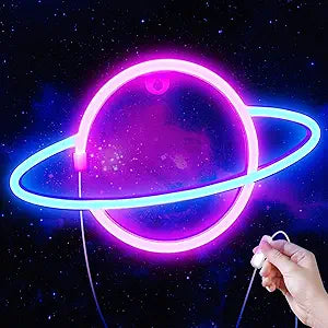 Saturn Planet Neon Sign LED USB Wall Light Aesthetic Room Decor Gaming Bedroom Light