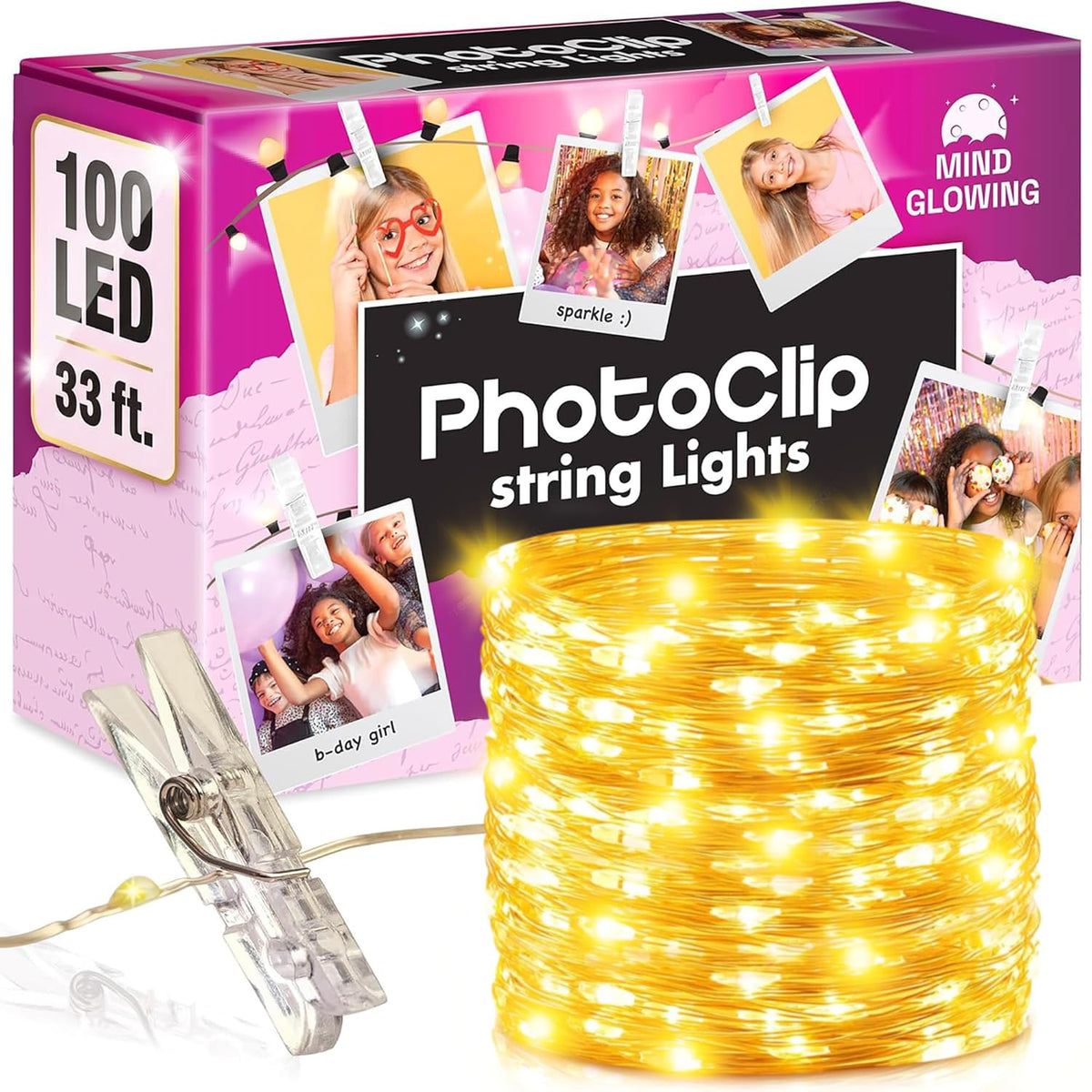 Photo Clips String Light - Warm White Fairy Lights With Clips For Hanging Pictures - Teen Girl Room Decor, Trendy Stuff - Birthday Gift For Any Year Old Tween Girls (100 Led, 33 Ft)