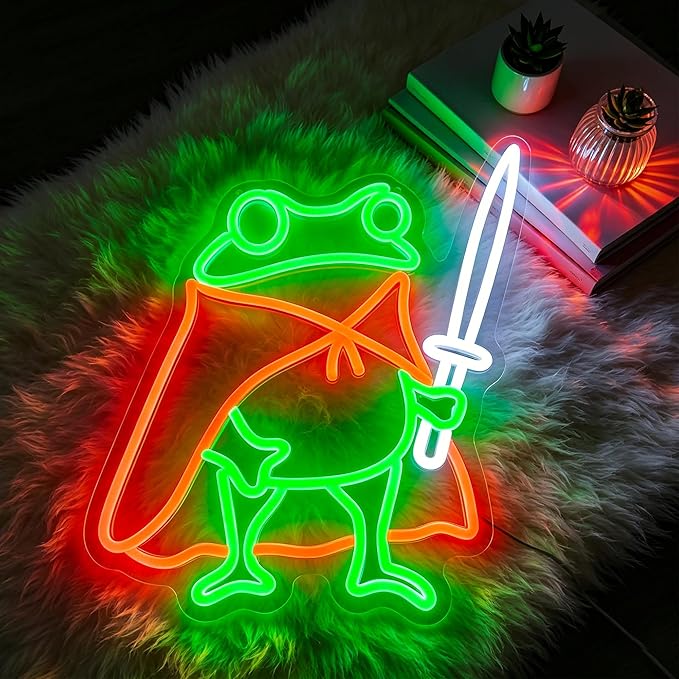 Frog Neon Sign Cute LED Wall Light Green Red USB Powered Man Cave Room Decor