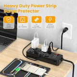 Magnetic Heavy Duty Power Strip 12 Gauge 6 Ft Extension Cord Black