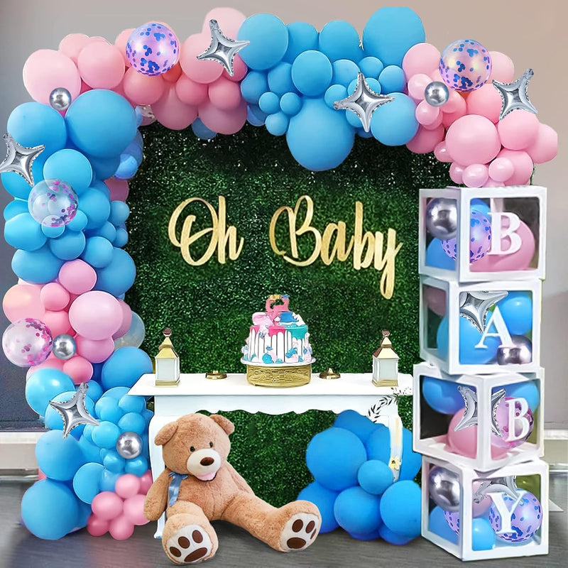 120Pcs Baby Box Gender Reveal Baby Shower Decorations With Balloon Gar