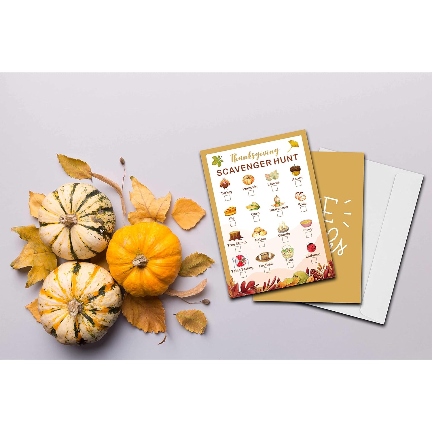 Thanksgiving Scavenger Treasure Hunt Game- Fall Pumpkin Party Games Cards, Autumn Activities For Adults, Holiday Hunt For Friends, Thanksgiving Party Supplies Decorations(30 Pack)-01