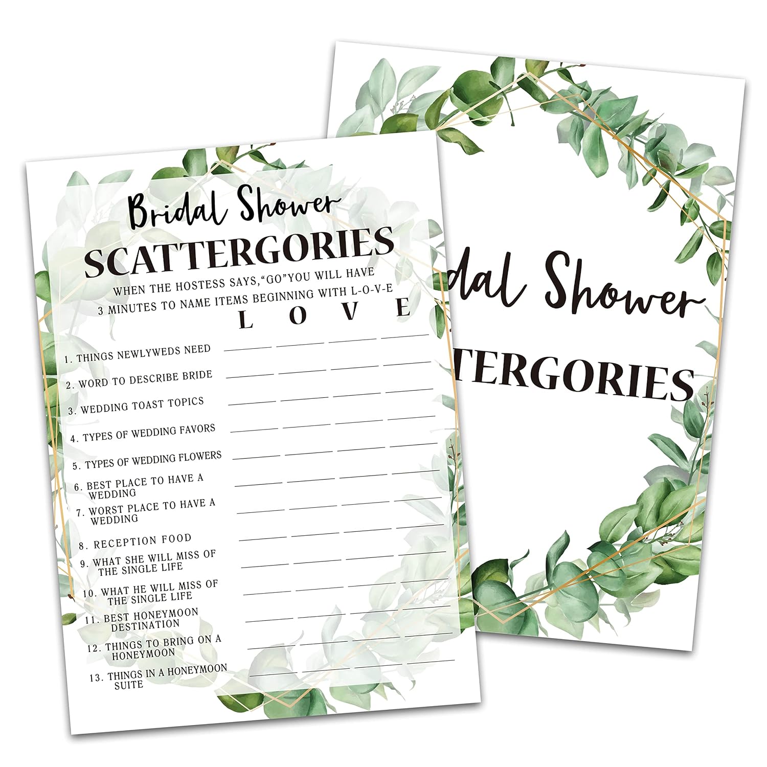 Bridal Shower Game Cards, Bridal Shower Game, Tropical Jungle Theme Engagement Party Cards For Wedding, Set Of 30 Cards(Leaf005)