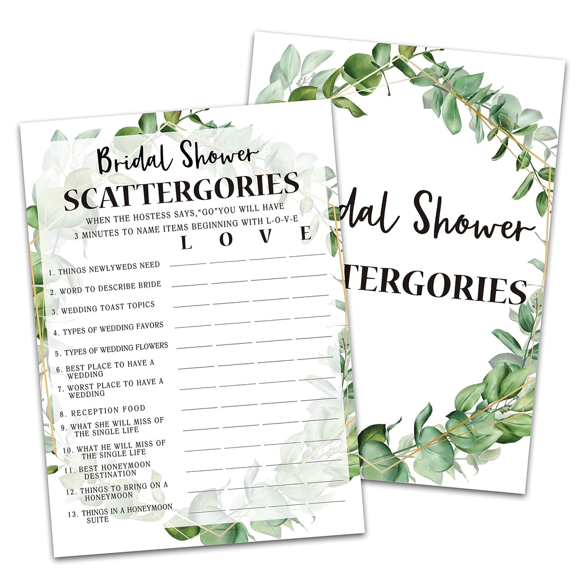 Bridal Shower Game Cards, Bridal Shower Game, Tropical Jungle Theme Engagement Party Cards For Wedding, Set Of 30 Cards(Leaf005)