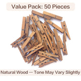 Wooden Small Clothespins 1-7/8" 4.8Cm 50 Pieces Per Pack (Jacobean)