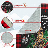 Absorbent Dish Drying Mat, Merry Christmas Microfiber Pad For Kitchen Counter, Winter Red Plad Tree For Coffee Bar Decor, Heat Resistant And Reversible, 18" X 24"