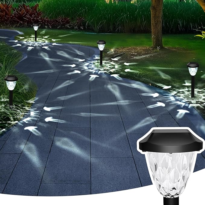 8 Pack Solar Pathway Lights Waterproof Auto On Off Outdoor Garden Walkway Lights