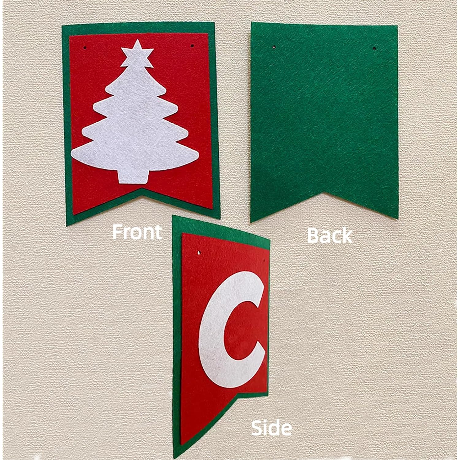 Felt Merry Christmas Banner Garland, 6.5''X5'' Each Piece,8.2 Ftx2, Indoor Decorations, Banner For Christmas Xmas Decorations Indoor, Home Office Party Fireplace Decor