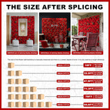 Red Flower Wall Backdrop 12 Piece Of 16.5X16.5 Inch Artificial Floral Wall Panel Silk Rose Wall Decor Ideal For Wedding Celebrations, Festive Party Backdrops, And Home Decor